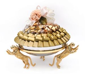 Support à chocolats en métal doré à trois niveaux, élégant, pour la présentation de friandises sur table, décoration de la maison - Product Image 3