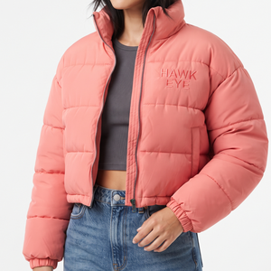 Manteau d'hiver matelassé pour femme, veste courte à manches longues, fermeture éclair sur le devant, décontracté, chaud, en polyester, vêtement d'extérieur tendance - Product Image 3