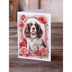 Lunatique A7 Taille 5x7 Cartes de Notes Vierges Pack 8 Anglais Springer Spaniel Valentine Roses Cartes de Voeux avec Enveloppes - Product Image 2