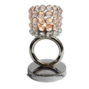 Gold Plated Candle <b>Stand</b> <b>With</b> Crystal Votive New Look in Metal Candle <b>Stand</b> Handmade Candle Holders in Wholesale Price - Product Image 2