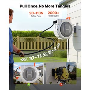 Carrete de Manguera Retráctil para Jardín, Montado en Pared, 1/2 pulg. x 130 pies, con Boquilla Pulverizadora de 9 Funciones y Giro de 180 Grados - Product Image 3