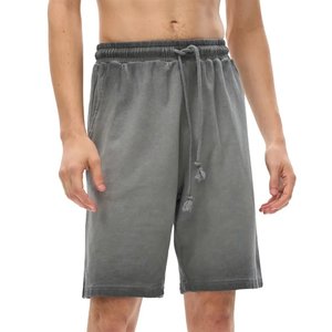 Nuevas llegadas: Pantalones cortos de hombre personalizados con lavado ácido, estilo vintage, de algodón, informales, para gimnasio, moda de verano, con cordón, de corte relajado. - Product Image 3
