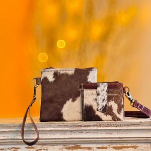 2026 Unique Animal Print 100% Genuine Leather Handmade Wristlet Clutch <b>Wallet</b> Zipper Western Style Hair Fur Hand Purse For Women - Product Image 4