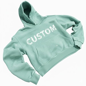 Sudadera con Capucha Personalizada para Hombre, 100% Algodón, Corte Regular, Estilo Casual, Gruesa, Vintage, con Pedrería, Negra - Product Image 1