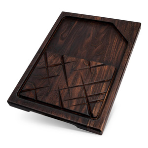 Planche à découper en bois rectangulaire faite à la main Deep Juice Groove 12x8 pouces 1 pouce d'épaisseur bloc d'artisanat en bois massif Brownwood - Product Image 6