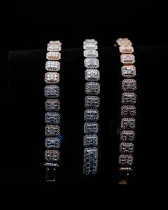 Pulsera de Cruz Hip Hop con Diamantes Sintéticos Cultivados en Laboratorio, Plateada en Plata, Certificada por IGI, Chapada en Oro, Diseño Religioso Unisex, Regalo - Product Image 1
