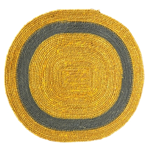 Handcrafted round <b>beaded</b> wall Boho home decor basket Sustainable wall art mat Decorative table centerpiece - Product Image 5