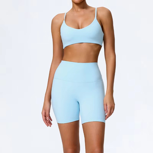 Women's Yoga Suit 2 Piece Set Quick-Drying Breathable Spandex/Nylon Gym & Running Workout Sleeveless <b>Sports</b> <b>Shirt</b> Elastic Waist - Product Image 5