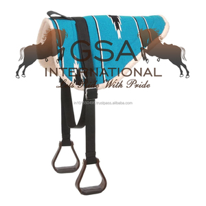 Couverture de selle traditionnelle Navajo à motif, tapis de selle pour monture sans selle, rembourrage épais en mousse et doublure en polaire, avec sangle de selle et étrier. - Product Image 3