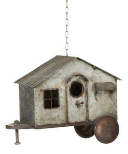 Casa de pájaros decorativa vintage de metal, refugio colgante para jardín, nido exterior para pájaros pequeños - Product Image 1