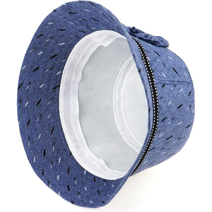 Chapeau Bob en Jean Bleu Élégant avec Motifs Floraux, Protection Solaire, en Coton, Style Cloche, Idéal pour l'Été et les Voyages - Product Image 3
