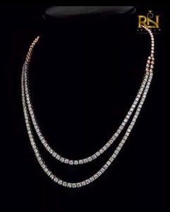 สร้อยคอเพชรเทนนิสทรงกลมสองชั้น เพชรเพาะเลี้ยง 9K 14K 18K ทองคำแท้ ขายส่งจากโรงงานโดยตรง - Product Image 3