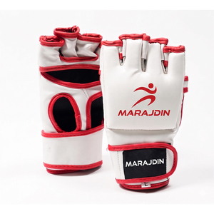 Gants de boxe MMA professionnels à demi-doigts avec sangle de poignet réglable pour la fermeture, poignées en cuir artificiel personnalisées pour la boxe - Product Image 5