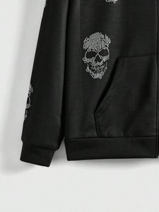 Sweat à capuche personnalisé en molleton épais avec strass pour hommes et femmes, en coton premium, coupe ample, style streetwear - Product Image 5