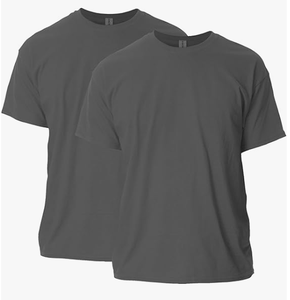 T-shirt décontracté d'été confortable pour hommes, couleur unie, col ras du cou, manches courtes, en satin polyester/coton, vente en gros - Product Image 2