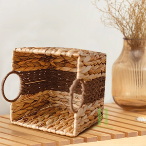 Rustic Seagrass Water Hyacinth Rectangle Handwoven <b>Storage</b> <b>Basket</b> Handle Bohemian Style Eco-Friendly Folding 10-20L <b>Large</b> - Product Image 2