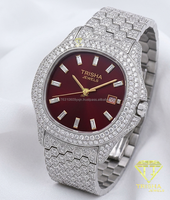 Montre à chiffres romains en diamant Moissanite VVS en acier inoxydable massif pour hommes et femmes par Trisha Jewels