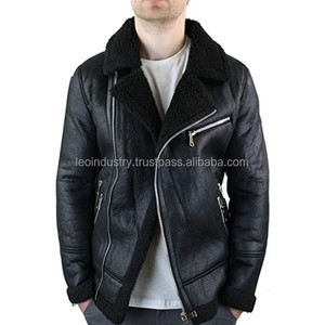 Chaquetas de piel de vaca retro para hombre, chaqueta de cuero real bordada, informal, con cuello levantado, para motocicleta - Product Image 1