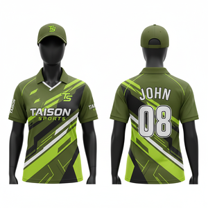 Maillot de cricket pour femmes, tissu interlock polyester premium 180 GSM, vert olive, panneau diagonal noir, logo personnalisé par sublimation - Product Image 1