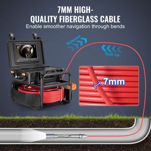 Telecamera per ispezione tubi autolivellante HD 1080P da 98 piedi/30m, endoscopio industriale con trasmettitore 512Hz e schermo da 9 pollici per fognature e impianti idraulici - Product Image 6