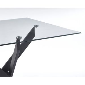 Modern 9\" <b>Square</b> <b>Dining</b> <b>Table</b> with Tempered <b>Glass</b> Top and Cross Metal Leg Black for Kitchen or Living Room Space Saving - Product Image 3
