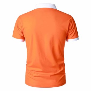 Casual Short Sleeve <b>polo</b> shirts <b>Zip</b> <b>up</b> Custom Color 100% Cotton Breathable Knitted Fabric collar tees - Product Image 3