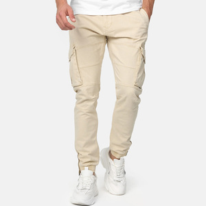 Wholesale Men's Beige Straight Lightweight Cargo Pants Canvas Material Multiple Pockets Elastic Waist Casual Style Winter Wear - Product Image 3
