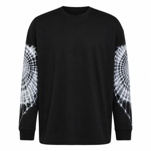Camiseta de Manga Larga Oversize para Hombre, con Estampado de Telaraña Negra, Cuello Redondo, Tejido de Poliéster, para Otoño - Product Image 4