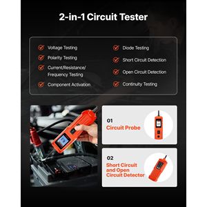 เครื่องทดสอบวงจรไฟฟ้ากระแสตรง 8-35 โวลต์ พร้อมจอแสดงผลสี TFT แบบมีไฟส่องสว่าง ชุดทดสอบวงจรยานยนต์ 2-in-1 สำหรับการวินิจฉัยยานยนต์ - Product Image 2