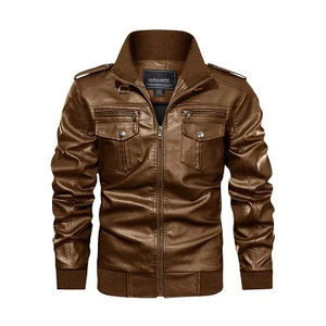 Custom Solid Bomber <b>Jacket</b> for Men One Piece Fur & Velvet Suede <b>Leather</b> Motorcycle <b>Winter</b> Outwear Coat OEM Support - Product Image 1