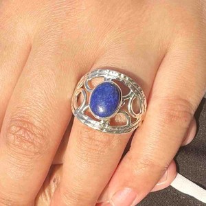 Handmade Natural Lapis Lazuli 925 Sterling Silver <b>Ring</b> Statement Gemstone Jewelry Gift For Women Elegant - Product Image 3