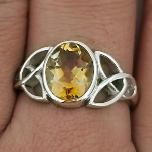 Citrine 925 Sterling Silver <b>Boho</b> Statement Promise <b>Ring</b> for Women Yellow Gemstone 8 x 10 mm Oval November Birthstone Month - Product Image 6