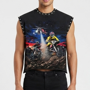 Camiseta sin mangas con estampado gráfico personalizado, 100% algodón jersey, estilo vintage moderno, para uso unisex en verano. - Product Image 4