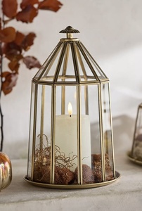 Latón antiguo y Marco de metal dorado, linternas de campana de cristal transparente, tarros de cristal para eventos en casa, bodas, decoraciones de Navidad - Product Image 2