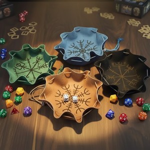 Bolsa de Almacenamiento de Dados de Cuero PU Hecha a Mano con Cordón, Diseño Nuevo, Bolsa de Dados Resistente para Juegos de DND - Product Image 1