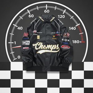 Custom Logo Varsity Jacket <b>Men</b> Windproof Hip Hop Racing Jacket Unisex Streetwear Coat - Product Image 1