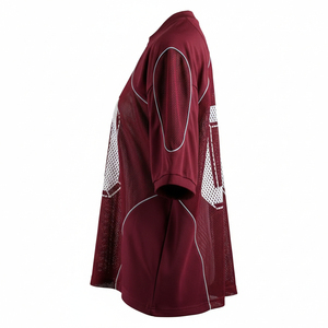 Camiseta deportiva de malla con cuello en V de enfriamiento rápido, camiseta deportiva de malla transpirable con cuello en V de nivel profesional, camiseta corta de malla con cuello en V para el día del partido - Product Image 2