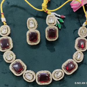 Collier Kundan en moissanite SKU- AN 372 MK - Product Image 1