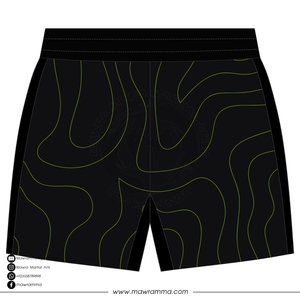 Pantalones Cortos de MMA MAWRA para Hombre, Negros y Verdes con Estampado Abstracto, Diseño de Logotipo Personalizado Sublimado, Pantalones Cortos de MMA Unisex - Product Image 6