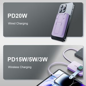 Power Bank Portatile 3 in 1 da 10000mAh per Ricarica Rapida MagSafe con Caricatore PD 20W, 2 Cavi Integrati e Supporto per iOS 16 15 13 - Product Image 6