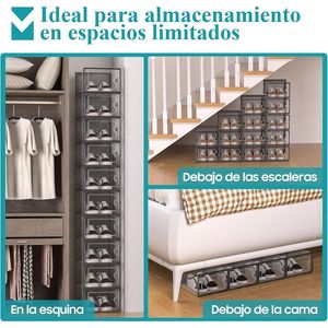 Grandi Scatole Impilabili in Plastica Trasparente per Scarpe, Set da 12 con Coperchi, Organizzatore per Sneaker in PP - Product Image 6