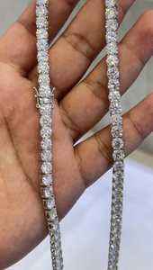 Collier chaîne tennis plaqué or 18 carats avec moissanite taillée, couleur blanche, serti griffe, style hip-hop, pour femme, idéal pour les fêtes et mariages - Product Image 3