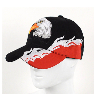 Nouvelle casquette de baseball brodée de haute qualité Eagle, unisexe, design flamme noire et rouge, casquette ajustée à 6 panneaux, taille adulte 58-60CM, style décontracté - Product Image 6