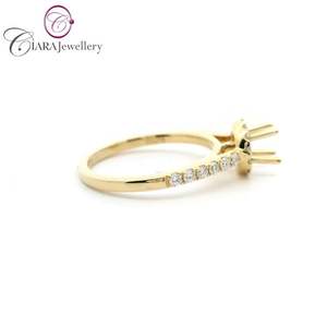 18K AU750 CLASSIQUE HALO OR BLANC VRAI DIAMANT NATUREL FORME RONDE 0.25CT BAGUE MONTAGE - Product Image 6