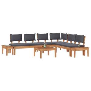 Ensemble de bancs de jardin 3 pièces marron et gris avec coussin de rangement pour espaces extérieurs - Product Image 3