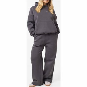 <b>Women</b> Oversized Solid Color Cotton Fleece Hoodie <b>Trousers</b> Matching Set Casual <b>Winter</b> Tracksuit Loose Fit Drawstring Waist Pants - Product Image 1