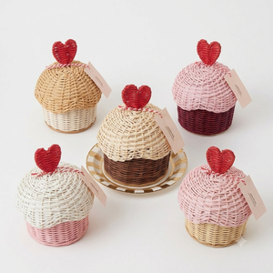 Custom Made Rattan Cupcake Ramadan <b>Gift</b> <b>Box</b> Crafted From Natural Wicker For Luxury Festive Collection - Product Image 1