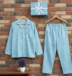 New Arrival Sexy Simple <b>Thermal</b> Woven Hand Drawn Printed 100% Cotton Summer Pajama Set Soft Lightweight Comfortable Reversible - Product Image 4