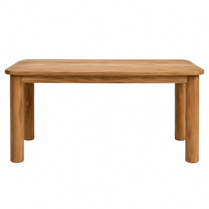 Mesa de Comedor de Madera de Teca Sólida, Rectangular Suave con Patas Ovaladas Gruesas, Diseño Escandinavo Moderno, Ecológica, para 6 Personas - Product Image 1