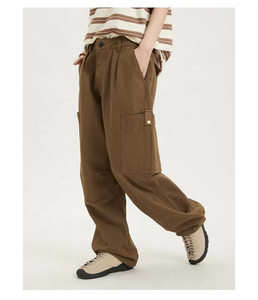 Pantalones Cargo de Pierna Ancha para Hombre, Cintura Elástica, Múltiples Bolsillos, Transpirables, Estilo Ropa de Trabajo, Material de Lona, Temporada de Otoño - Product Image 2
